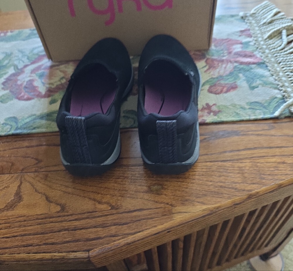 Ryka Women Black Slip-On Loafers with Purple Insole Accents - Picture 3 of 5